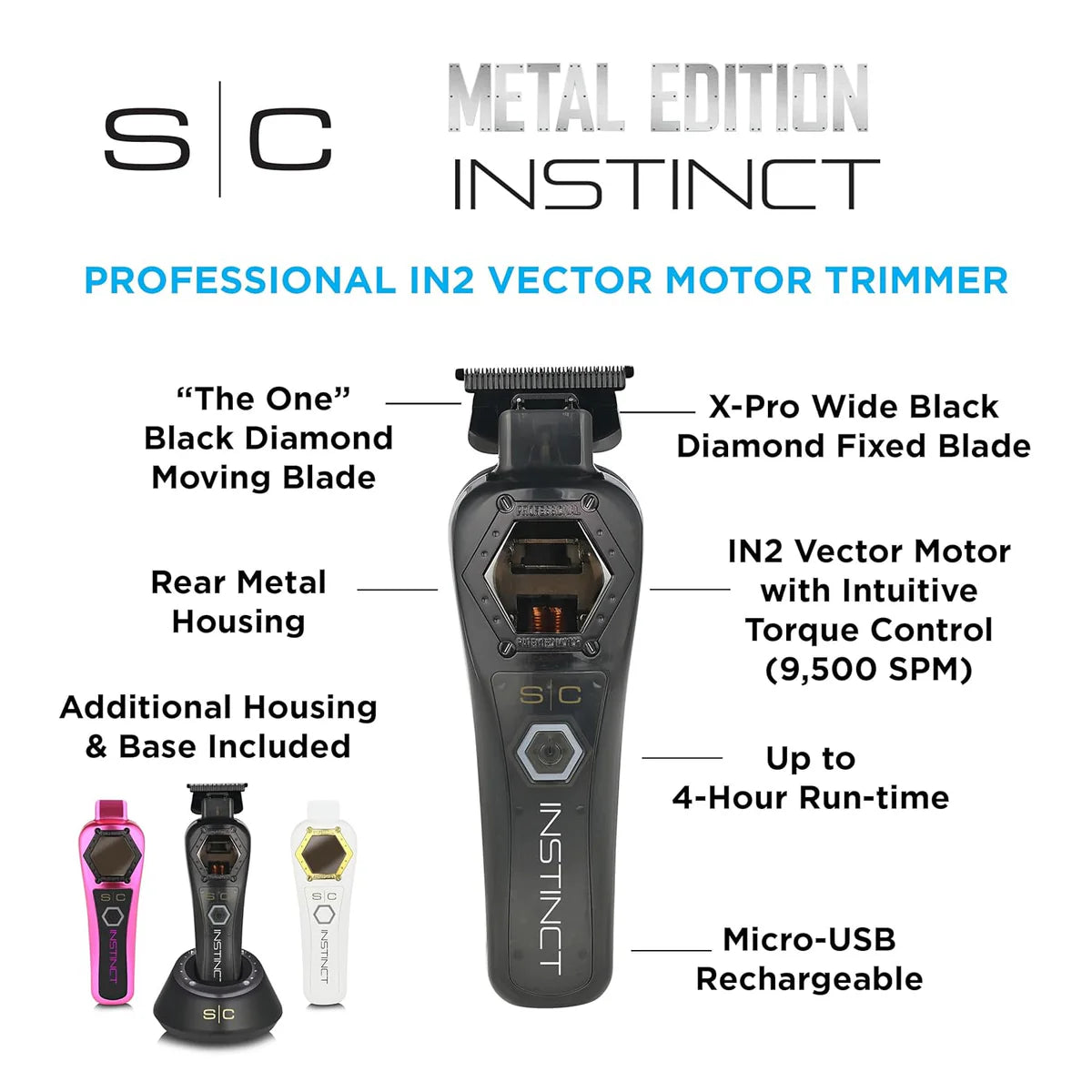 StyleCraft Instinct Metal Edition Cordless Trimmer w/ IN2 Vector Motor & Intuitive Torque Control