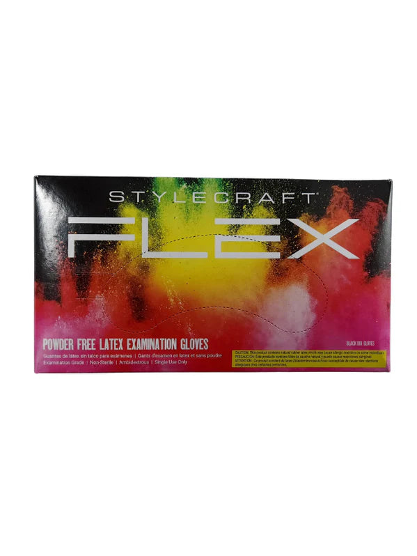 Style Craft Flex Powder Free Latex Gloves (Black)(Medium)